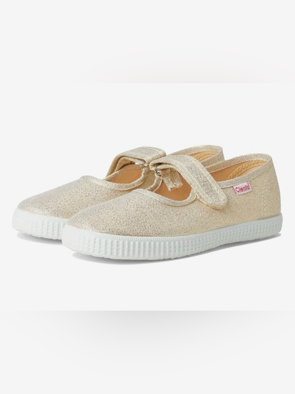 Cienta Gold Glitter Mary Jane Kids' Sneakers